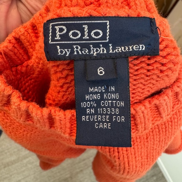 Polo Ralph Lauren Vintage Vibrant Orange Boys Crew Neck Sweater - Picture 4 of 4